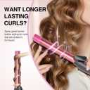 Rotating Curling Iron 1 Inch, Automatic Extra-Long Barrel Curling Iron with 30s Fast Heating for Beginners Long Hair Lasting Waves, Adjustable Temperature, Universal Voltage for Travel, Rose Gold