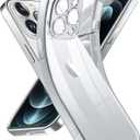 Supdeal Crystal Clear Case for iPhone 12 Pro, [Not Yellowing] [Camera Protection] [Military Grade Drop Tested] Transparent Shockproof Protective Soft Silicone Slim Cover, 6.1 inch, Silver