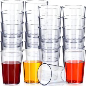 Meanplan 48 Pack Plastic Reusable Drinking Glasses Restaurant Grade 8 oz Plastic Cups Unbreakable Stackable Drink Tumblers Water Cup for Kitchen Cafe Wedding Birthday Party Supplies (Clear)