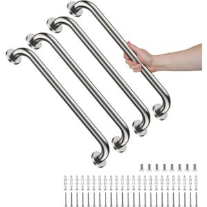 4 Pack 24 Inch Shower Grab Bars, YuanDe Brushed Nickel Stainless Steel Bathroom Wall Grab Bar Handle, Shower Balance Bar, Safety Hand Rail Support, Handicap Elderly Senior Bath Grab Handle(1.25" Tube)