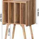 LELELINKY Record Player Stand,Vinyl Record Storage Table with 4 Cabinet Up to 100 Albums,Mid-Century Modern Turntable Stand with Wood Legs,Oak Grey Vinyl Holder Display Shelf for Bedroom Living Room