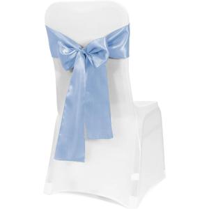 Obstal 50 PCS Satin Chair Sashes Bows for Wedding Reception- Universal Chair Cover Back Tie Supplies for Banquet, Party, Hotel Event Decorations (Light Blue)