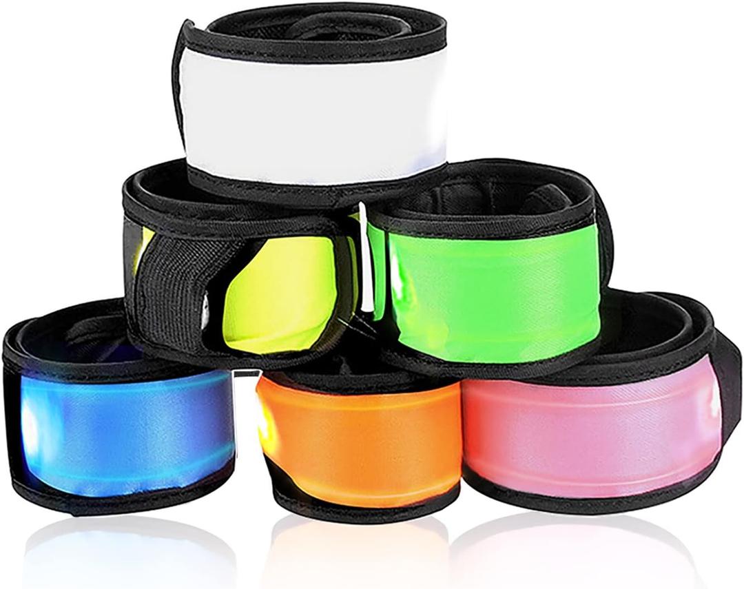 esonstyle Pack of 6 LED Light Up Band Slap Bracelets Night Safety Wrist Band for Cycling Walking Running Concert Camping Outdoor Sports