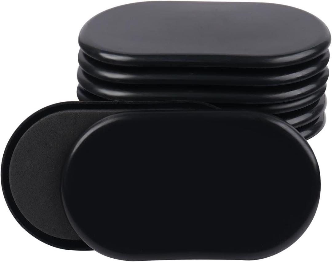 8PCS Furniture Sliders, 3-1/2" x 6" Reusable Sliders for Furniture on Carpet for Sofa Bed Table Desk, Furniture Movers Sliders for Round and Square Furniture Legs (Black)