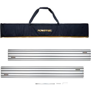 POWERTEC 110" Track Saw Guide Rail Connector Set with Protective Bag for DeWalt Track Saws | Includes 2x55" Aluminum Extruded Guide Rails and (1) Guide Rail Connector for Woodworking Projects (71961)