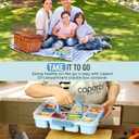 Caperci Original Snackle Box Container - 10-Compartment Divided Snack Serving Tray with Lid & Handle, Built-in 2 Dressing Containers, Leak-Proof, Dishwasher Safe, BPA-Free (Sky Blue)