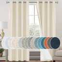 PrinceDeco 100% Blackout Curtains 96 Inches Long 2 Panels Sets Linen Black Out Curtains for Bedroom Thermal Curtains Room Darkening with White Liner Backing for Nursery Decor,52X96 Inch,Bleached Sand