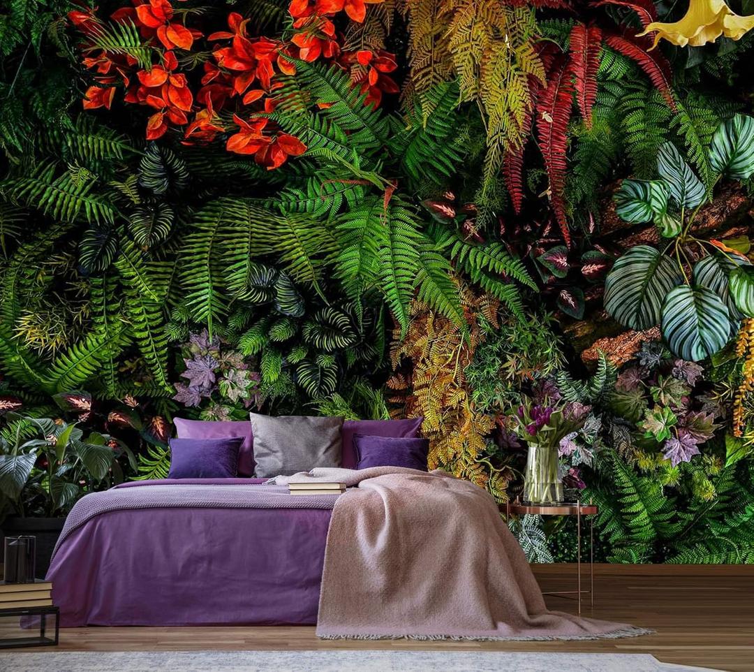 Jdayda Green Leaf Mural Peel and Stick WallpaperTropical