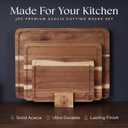 Pre-Oiled, Non Toxic 3-Piece Acacia Cutting Board Set with Stand, FSC Certified Wooden Chopping Boards, Includes 3.4 fl oz Chopping Board Oil, 3 Wood Carving Boards for Home, BBQ Kitchen, Deer & Oak