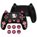 PlayVital Sweetheart Kitty Silicone Cover for ps5 Controller with 6 Joystick Caps and 6 Sticker, Soft Anti-Slip Full Protection Grip Skin Compatible with ps5 Charging Dock - Black