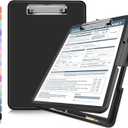 ANZNKU Clipboards with Storage, 13x9.6 Heavy Duty Nursing Clipboard Foldable, Plastic Storage Clipboard with Pen Holder, Cute Clip Board Folder for Teacher Nurse Work, School & Office Supplies(Black)