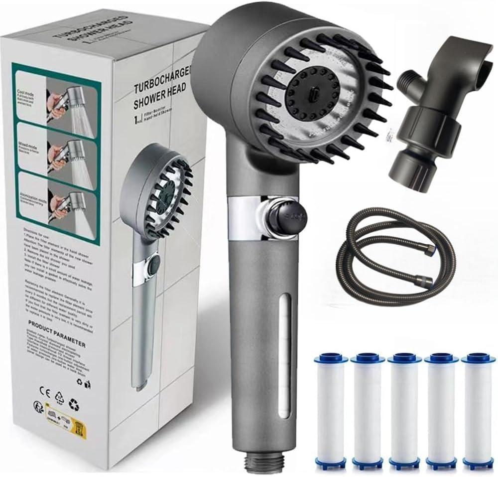 Ion Drops Shower Head, 2025 NEW Filtered Showerhead, Filtered Shower with Handheld, Djustable Settings with Hose