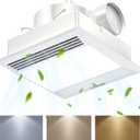 FASDUNT 2-in-1 Bathroom Exhaust Fan with LED Light, Powerful Ventilation & Ultra Quiet, 3000K/4000K/5000K Adjustable Colors Lights, Easy to Install, Bathroom Fans for Home, Bath, Hotel, Etc. (Multi Light-White)