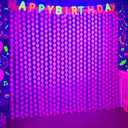 Mega-L Glow in The Dark Party Supplies, 2 Pack Neon Party Decorations 3.3 x 6.6 ft Fluorescent Fuchsia Round Tinsel Foil Fringe Curtains, Photo Booth Prop Backdrop Streamer Birthday Party Decor 4Pack