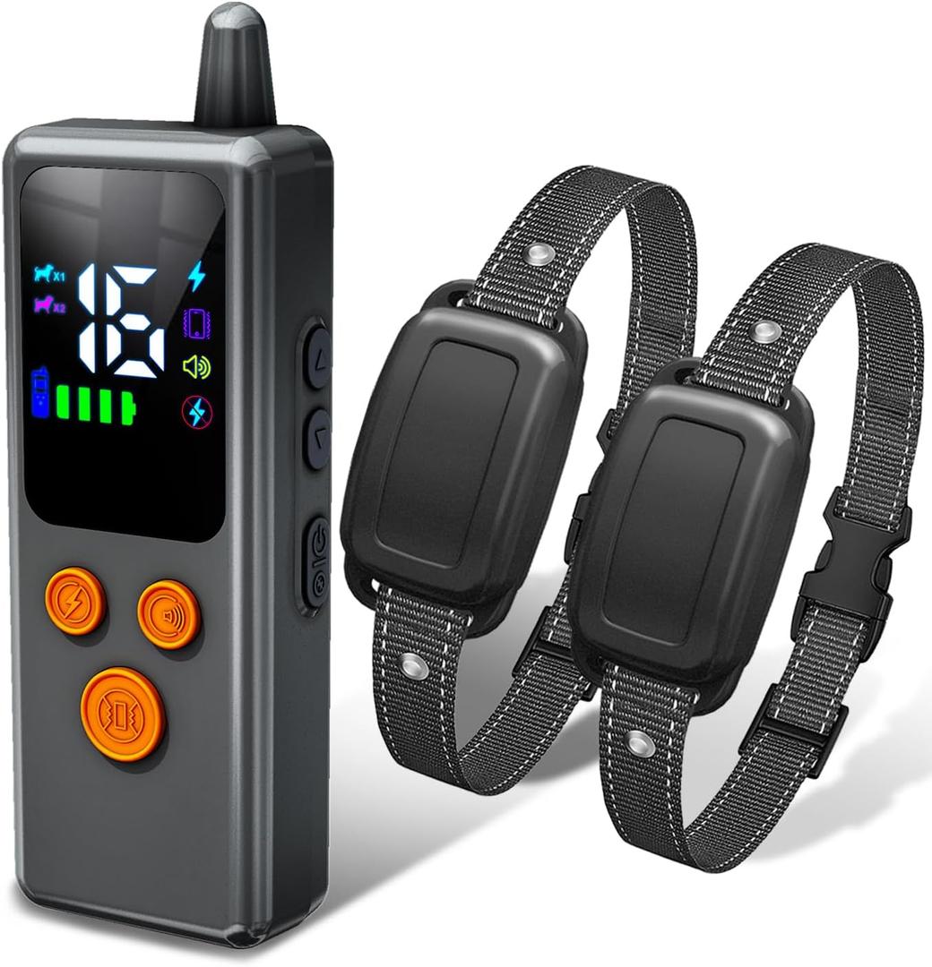 Dog Training Collar with Remote - 5000ft Waterproof Dog Shock Collars 2 Dogs for Large Medium Small Dogs Rechargeable E Collars for Dogs Training with Beep Vibration Humane Shock(1-16) Mode