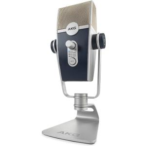 AKG Pro Audio Lyra Ultra-HD USB C Microphone for Recording, Streaming, Gaming, Podcasting, ASMR on PC and Mac, Condenser Mic for Laptop or Computer, Adjustable Stand, Plug and Play  Blue and Silver