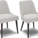 CHITA Mid-Century Modern Dining Chair, Upholstered Fabric Accent Chair,Set of 2, Ivory