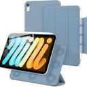 Magnetic Case for iPad mini 7 A17 Pro, Slim Smart Folio for iPad mini 7th/6th Generation 8.3 Inch 2024/2021 Model, Lightweight Trifold Stand, Auto Sleep/Wake, Support Pencil Pro, Misty Blue