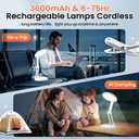 One Fire Cordless Desk Lamp,Dimmable Small Battery Powered Lights,3600mAh Rechargeable Wireless Table Lamp,Mini Lamp&Portable Light for Bed,Book Reading,Home for Small Spaces,Nail Light,Craft,Office, White