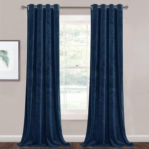 StangH 120 inches Velvet Curtains - Navy Blue Blackout Window Drapes Luxury Decor Extra Long High Ceiling to Floor Tall Curtains for Living Room/Villa/Hotel Large Window, W52 x L120, 2 Panels