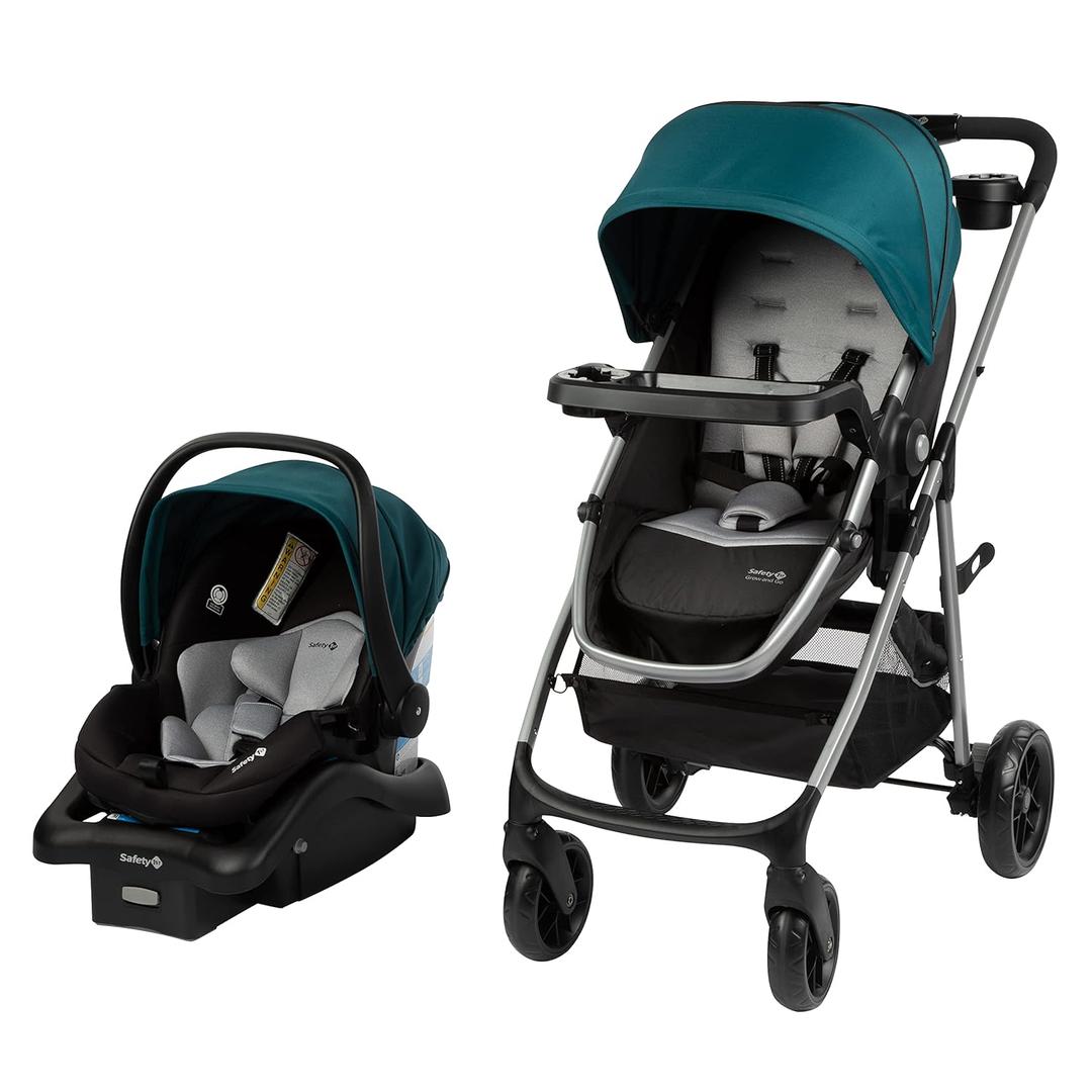 Safety 1st Grow and Go Flex 8-in-1 Car Seat Stroller Combo, Baby Stroller Travel Systems for Infants 4-30 lbs, Stroller and Carseat Combo Set, Forest Tide, MFGD is 12-30-2025