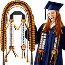 Suncalla Graduation Money Lei Class of 2026 Graduation Leis with Ribbon Wreath and Honor Cord DIY Grad Gifts for Class of 2026 Graduates Party Decorations(Orange and Black)