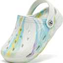 HOBIBEAR Toddler Girls Classic Clogs Slip on Garden Shoes Non-Slip Water Shoes Beach Pool Shower Slides Comfortable Summer Sandals for Indoor Outdoor White (White) Size 24
