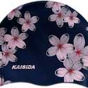 Swim Cap Women, Silicone Swimming Caps for Long Hair Anti Slip Waterproof Swim Caps for Womens Adult, Comfortable Bathing Cap Swimming Hats Fit for Curly Short Medium Long Thick Hairs Blue, One Size