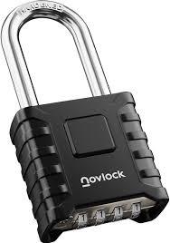 Heavy Duty Weatherproof Padlock with Combination Code - 4 Digit Combination Lock with Long Shackle for Gates, Fences, Sheds, Garages, Gardens & Lockers - 1 Pack, Black