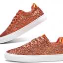 Jeekopeg Glitter Sparkly Fashion Sneakers Shoes Shiny Casual Shoes Bling Sequin Concert Low Cut Lace up Shoes (9 Women/7.5 Men)