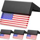 American Flag Decorations Solar Fence Lights, 6 Pack UAS Flag Solar Lights Outdoor for Fence with RGB & Warm White Mode, Waterproof Deck Fence Lights Solar Powered for Patriotic Decor