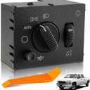 Headlight Switch Compatible with Cadillac Escalade 2003-2006, Chevy Avalanche Silverado Suburban Tahoe GMC Sierra Yukon Hummer H2, Instrument Panel Dimmer Switch, Replaces 15176678, 15194803