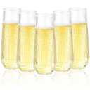 Goodluck 48pack Clear Disposable Champagne Flutes，9oz Stemless Champagne Flutes,Stemless Disposable Clear Plastic Toasting Glasses for Weddings, Birthday Parties, Family Gatherings, Bars