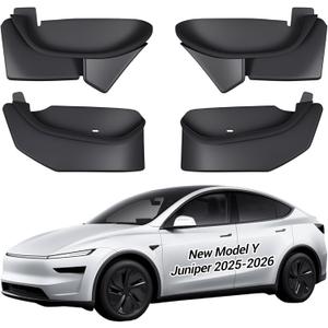 Upgraded 4PCS Door Side Storage Box for New Tesla Model Y Juniper (2025/2026), TPE Door Pocket Inner Organizer Trays with Large Capacity, 2 Extra Storage Bags for Model Y Juniper Accessories, Black