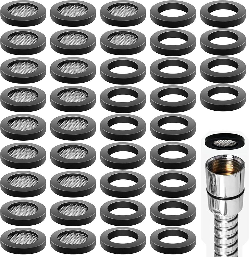 20 Pcs Shower Head Filter Gasket and 20 Pcs 3/4" Stainless Steel Water Hose Gasket for 1/2" Shower Head