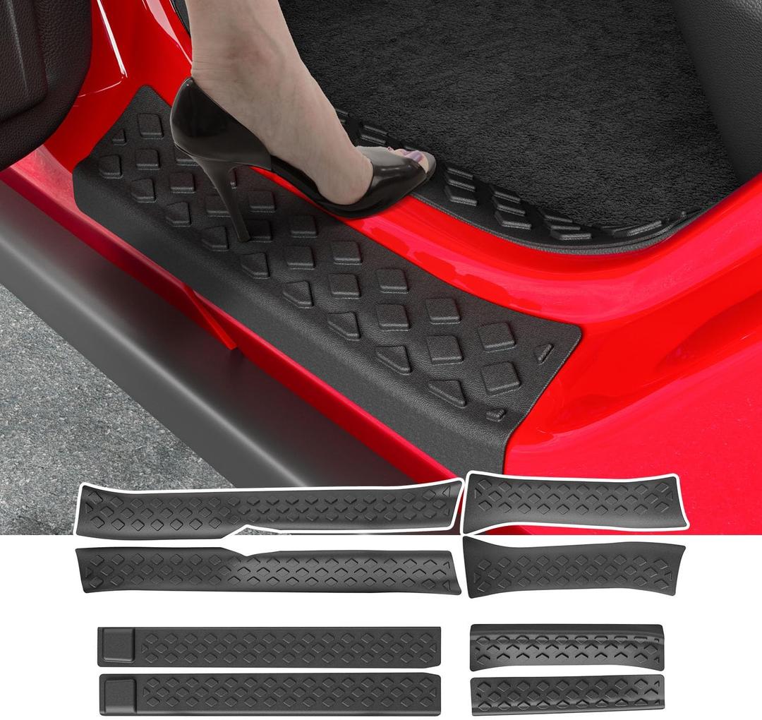 Powoq 8Pcs Door Sill Protectors Compatible with 2020-2026 Jeep Gladiator JT Door Sill Guard 18-26 Wrangler JL Threshold Protector Entry Guard Replacement for 2020-2026 Jeep Gladiator Accessories