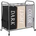 STORAGE MANIAC 3 Section Laundry Sorter, 35.9 Gal (136 L) Laundry Hamper Cart with Heavy Duty Rolling Lockable Wheel and Removable Bag, Clothes Organizer Basket Clothes Separator Hamper, Multicolored Sealed And Brand New