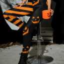 For G and PL Women's Halloween Costume Print Stretchy Leggings (Black, S)