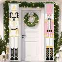 Whaline Christmas Porch Sign Nutcracker Hanging Door Banner Xmas Winter Welcome Front Door Banner Sign for Home Office Indoor Outdoor Holiday Party Supplies, 12 x 72 Inch