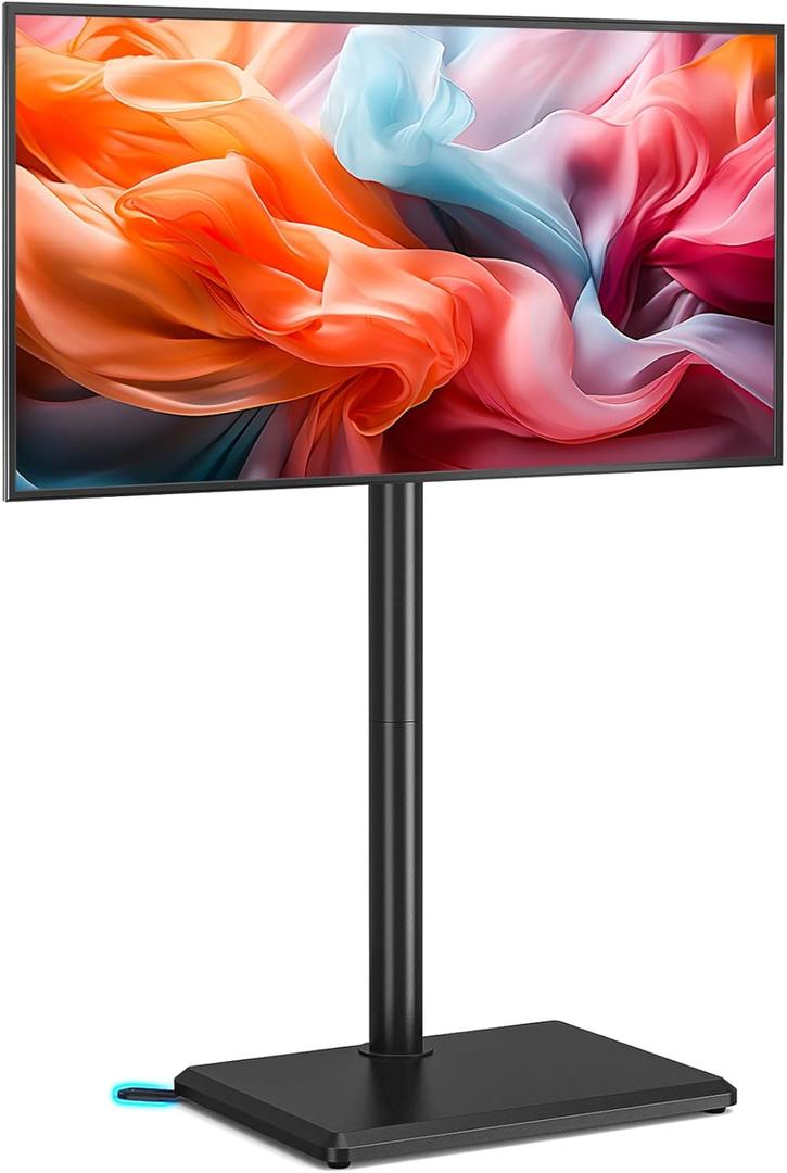 Rfiver Swivel Floor TV Stand With Mount For 32-60 Inch Tvs Up To 88 Lbs, Height Adjustable Tall TV Stand With Wood Base, Saving Space Design For Bedroom, Living Room And Corner, Max VESA 400x400mm (Black)