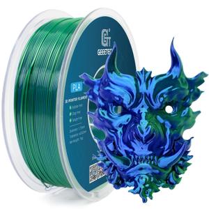 Geeetech 3D Printer Silk PLA Dual Color Filament,Metal-Like Shiny Silk Filament 1.75mm 1kg (2.2lbs) Spool,Dimensional Accuracy +/- 0.03 mm,Silk Blue Green (1kg Dual Color Blue-Green)