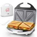 AshGlen Ceramic Breakfast Sandwich Maker Press 2 Slices, Mini Sandwich Press, Grilled Cheese Maker, Tostadora De Pan Sandwichera, Sandwichera Electrica, Sandwich Toaster, Ceramic Coating, White