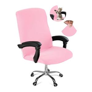 DVLOL Office Chair Cover,Removable Desk Chair Cover with Zipper,Stretch Anti-dust Universal Rotating Office Seat Slipcover,Washable High Back Computer Seat Protector for Pets (Pink, Large)