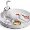 Qinyoung Ring Holder Dish 3D Printed Jewelry Holder Dish for Rings Earrings Trinkets Tray Jewelry Organizer for Women Girls Mom Gifts Office Home Desk Decor(Cat)