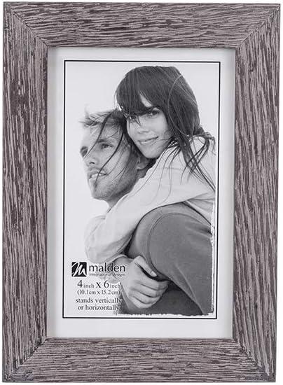 Malden International Designs 803-46 Linear Rustic Wood Picture Frame, 4x6, Rough Gray
