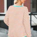 AlvaQ Womens Oversized Sweatshirt 2024 Casual Crewneck Long Sleeve Colorblock Striped Pullover Tunic Tops Outfits (Blue, L)