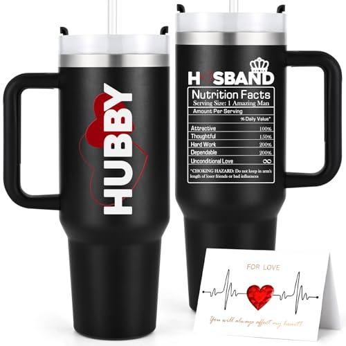 LiqCool Valentine Gifts for Husband, Gifts for Husband, Hubby Coffee Mug from Wife, Worlds Best Husband Gifts Idea, Wedding Anniversary, Christmas, Birthday Gifts for Men, Him, (Black)