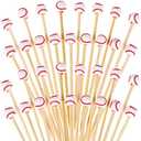100 Pieces Bamboo Cocktail Picks 4.7 Inch Fruit Toothpicks Sports Ball End Cocktail Skewers Wooden Decorative Cocktail Picks for Appertizes, Fruit, Food, Sport Party Favors (Baseball)