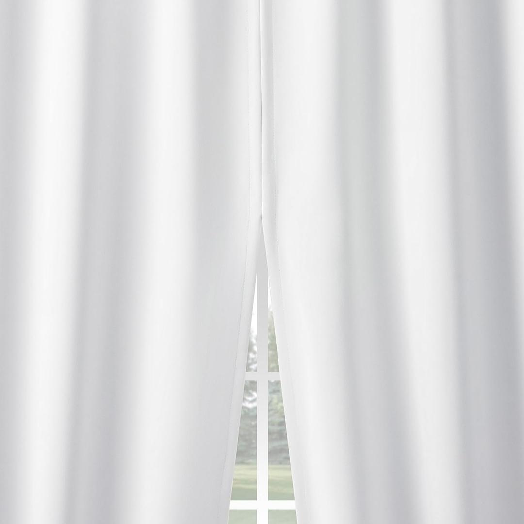 Sun Zero Belize 2-Pack Magnetic Closure Pleated Look Theater Grade 100% Blackout Back Tab Curtain Panel Pair, 52" x 84", White