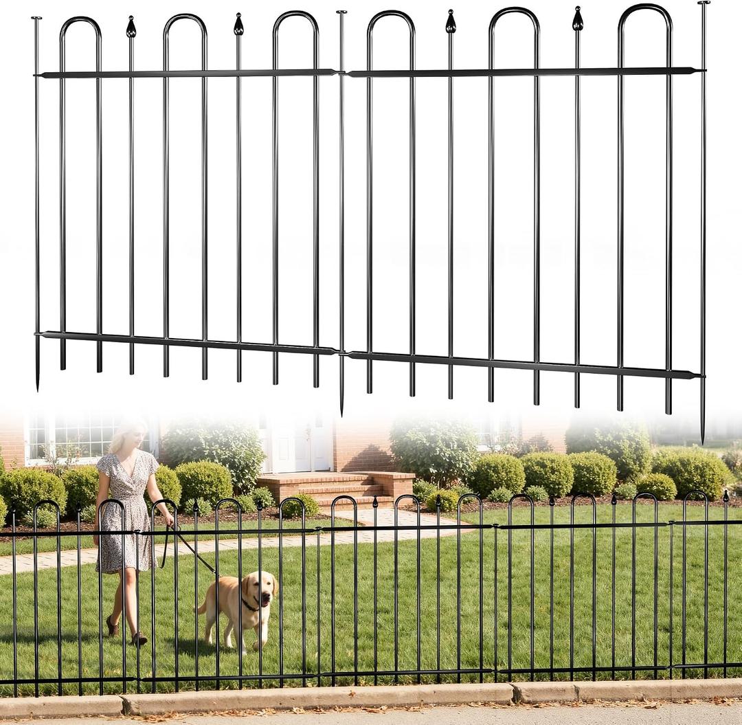 24.3ft(L) x 32.3in(H) 10 Panels Metal Decorative Garden Fence